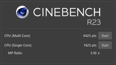 CINEBENCH R23測定結果