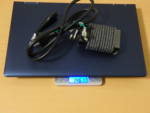 本体+付属ACアダプターの重量