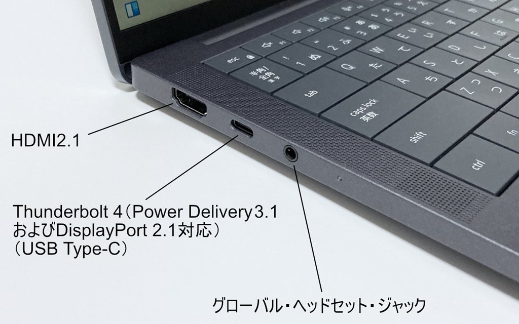 画像タイトル Dell Pro 13 Premium 左側のインターフェイス