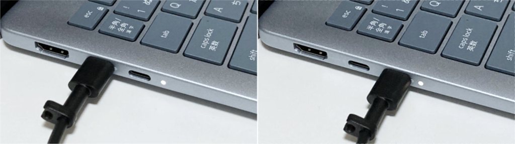 USB-Cポート(電源供給およびDisplayPort対応)2つのポートどちらでも充電が可能